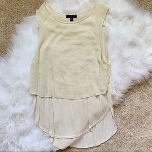 TOPSHOP Asymmetrical Cream/ Tan Blouse (US 6)
